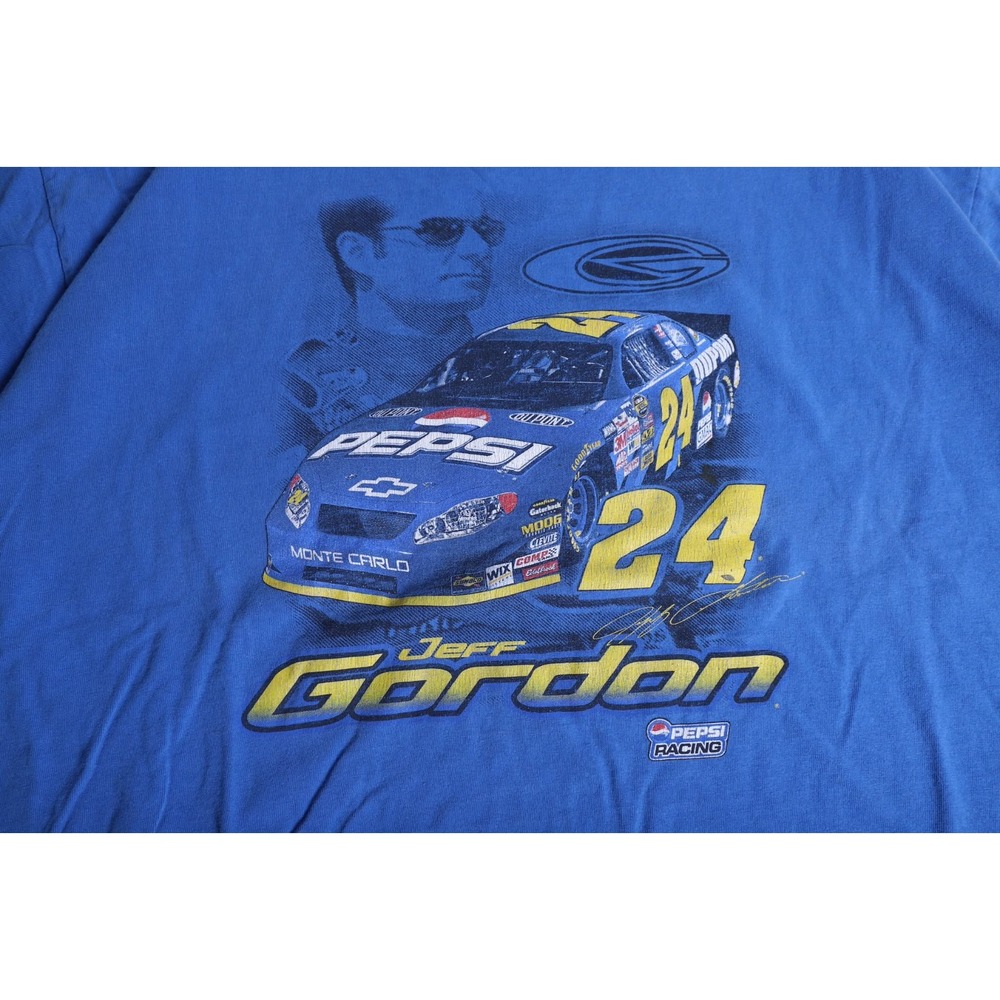 Vintage Chase Authentics Jeff Gordon Pepsi Racing T-Shirt Blue 2XL Distressed - Picture 2 of 8
